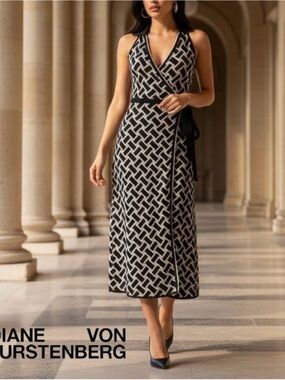 Diane von Furstenberg for Target Black & White Wrap Midi Dress